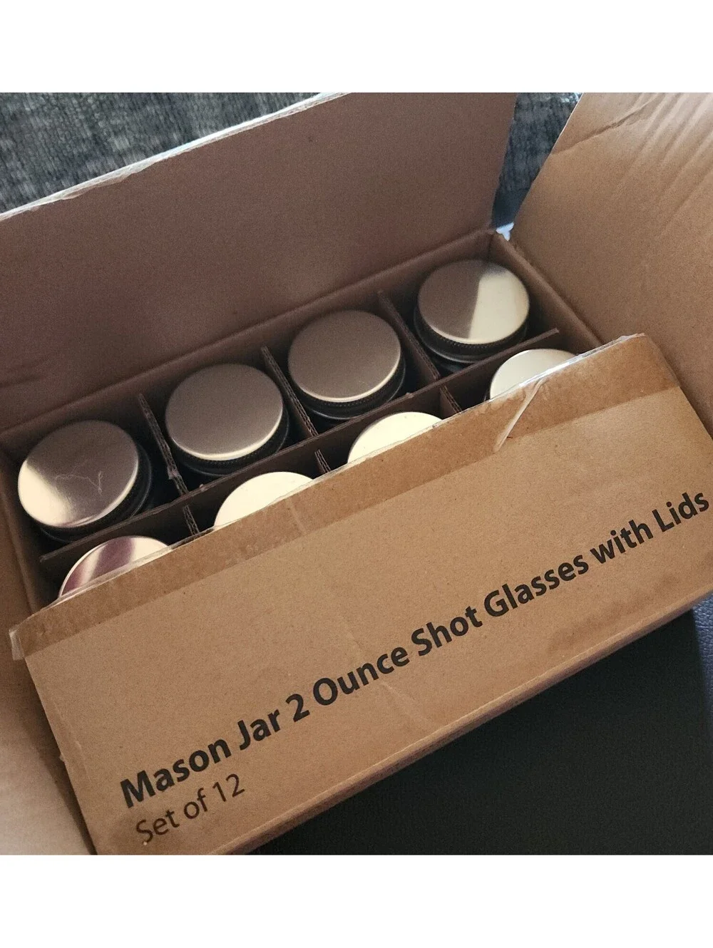 Mason Jar 2 Oz Shot Glasses With Lids, Set Of 12 Wedding Party Bar Favor Gift